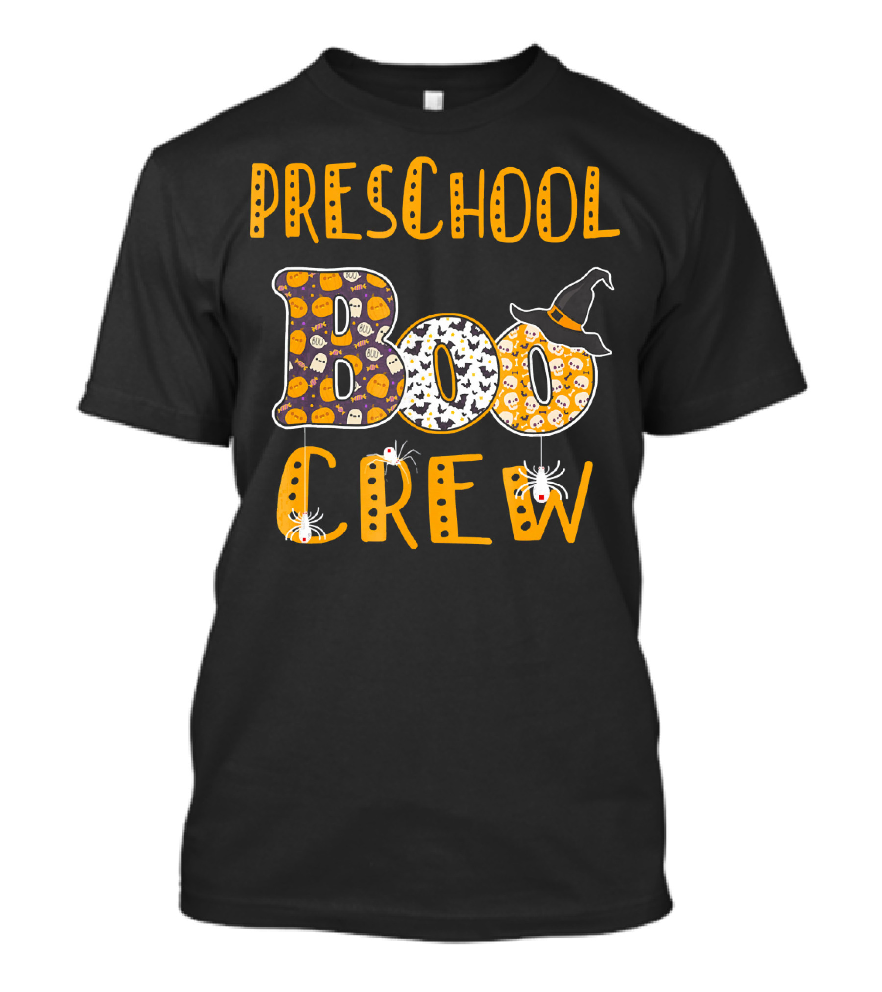 Preschool Boo Crew Halloween Teacher Hat Spiders T-Shirt