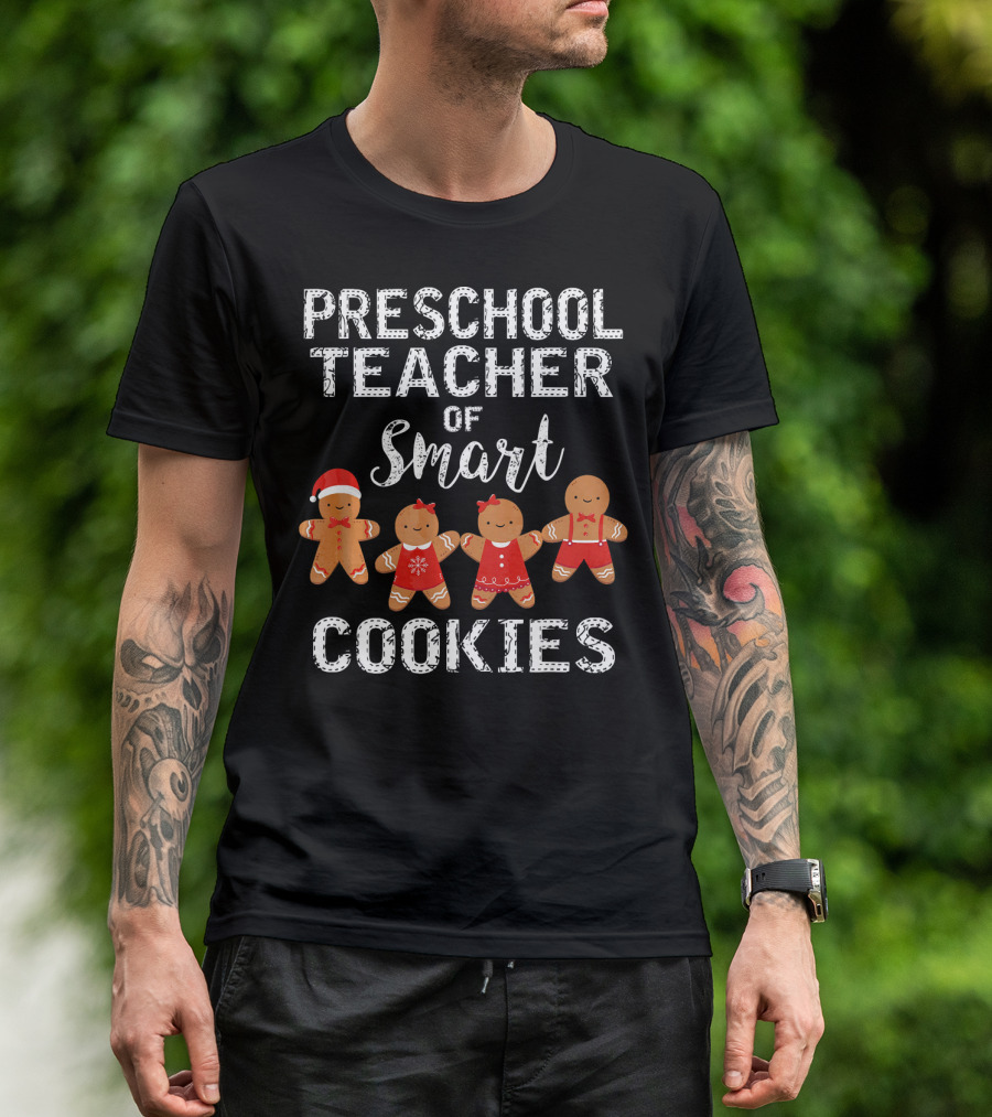 Preschool Teacher Of Smart Cookies Gingerbread Holiday T-Shirt
