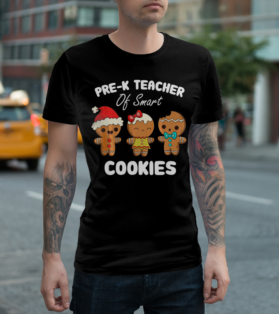 Pre-K Teacher Of Smart Cookies Gingerbread Characters T-Shirt
