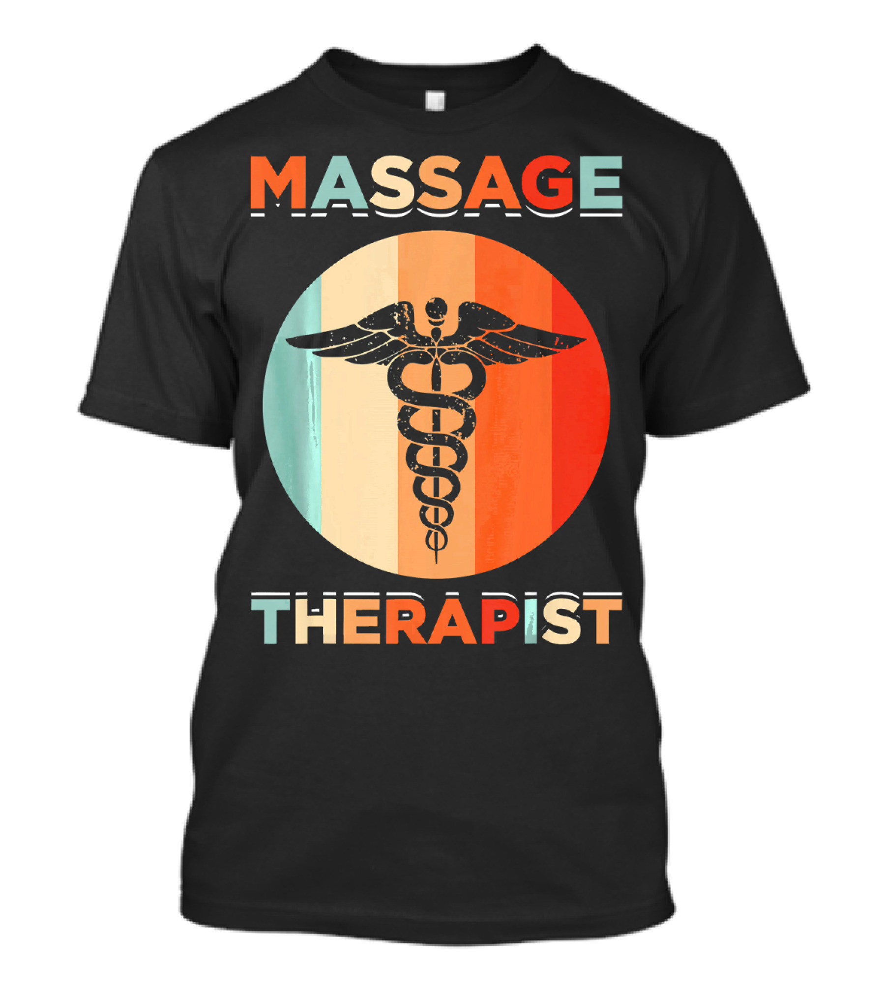 Retro Vintage Massage Therapist Caduceus Emblem T-Shirt