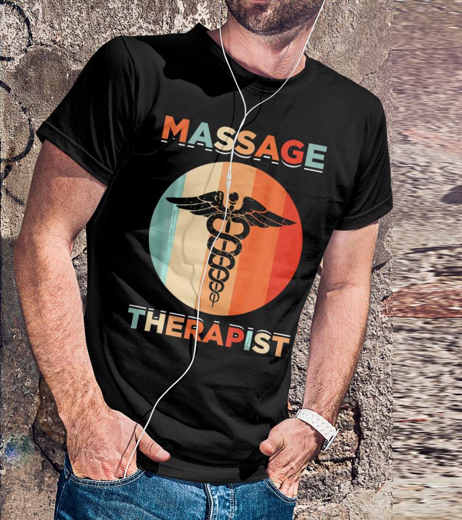 Retro Vintage Massage Therapist Caduceus Emblem T-Shirt