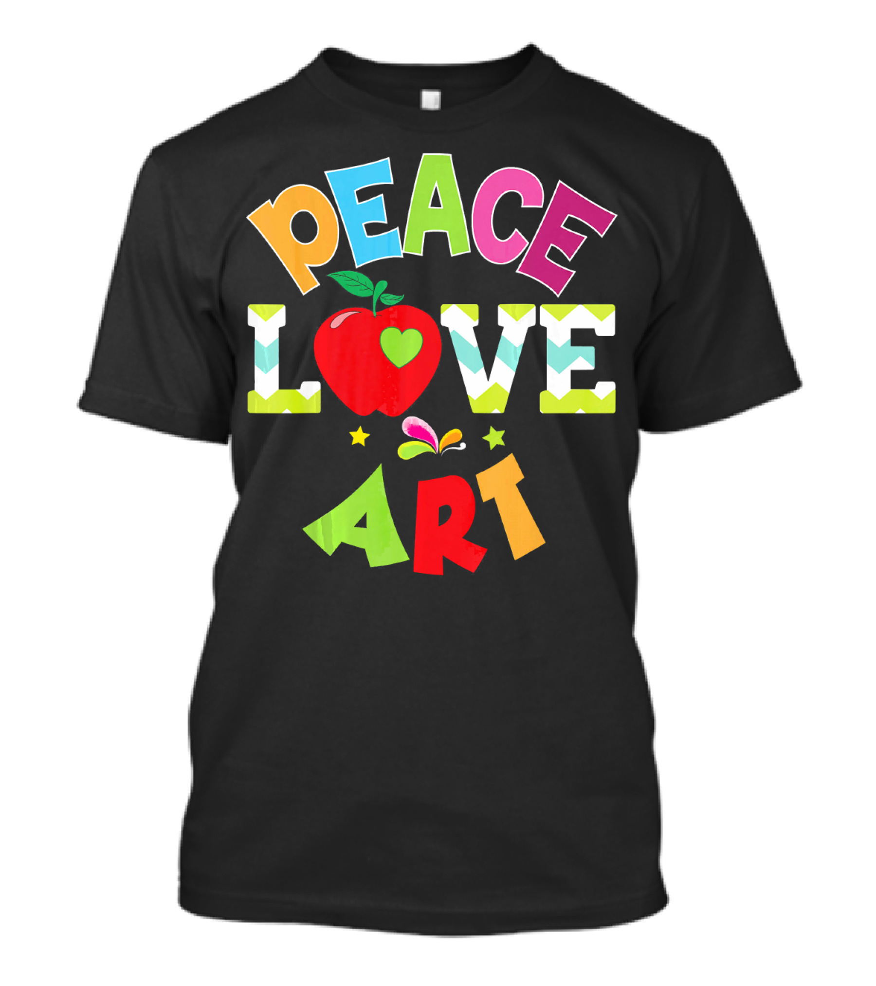 Peace Love Art Apple 100th Day Of School Teach T-Shirt