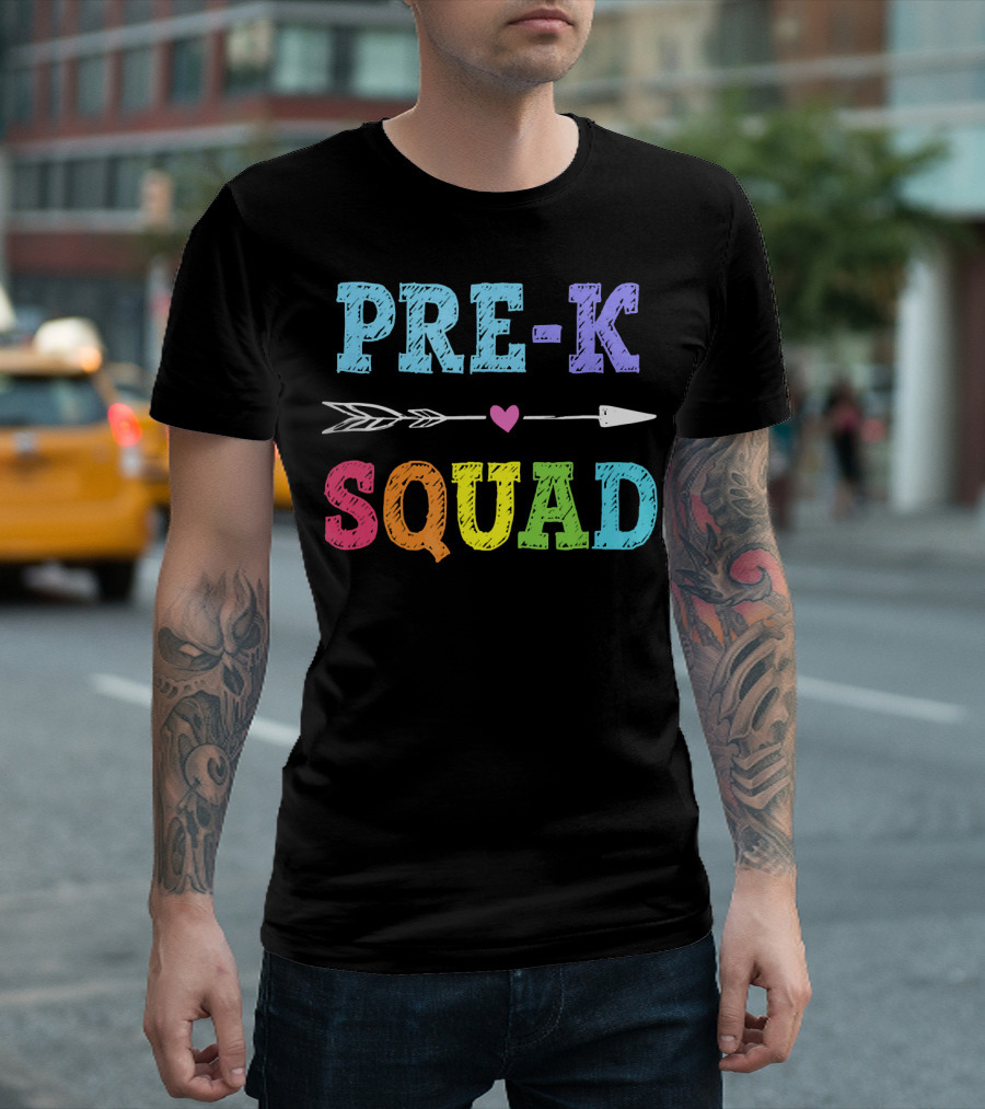 Pre K Squad Preschool Teacher Arrow Heart T-Shirt