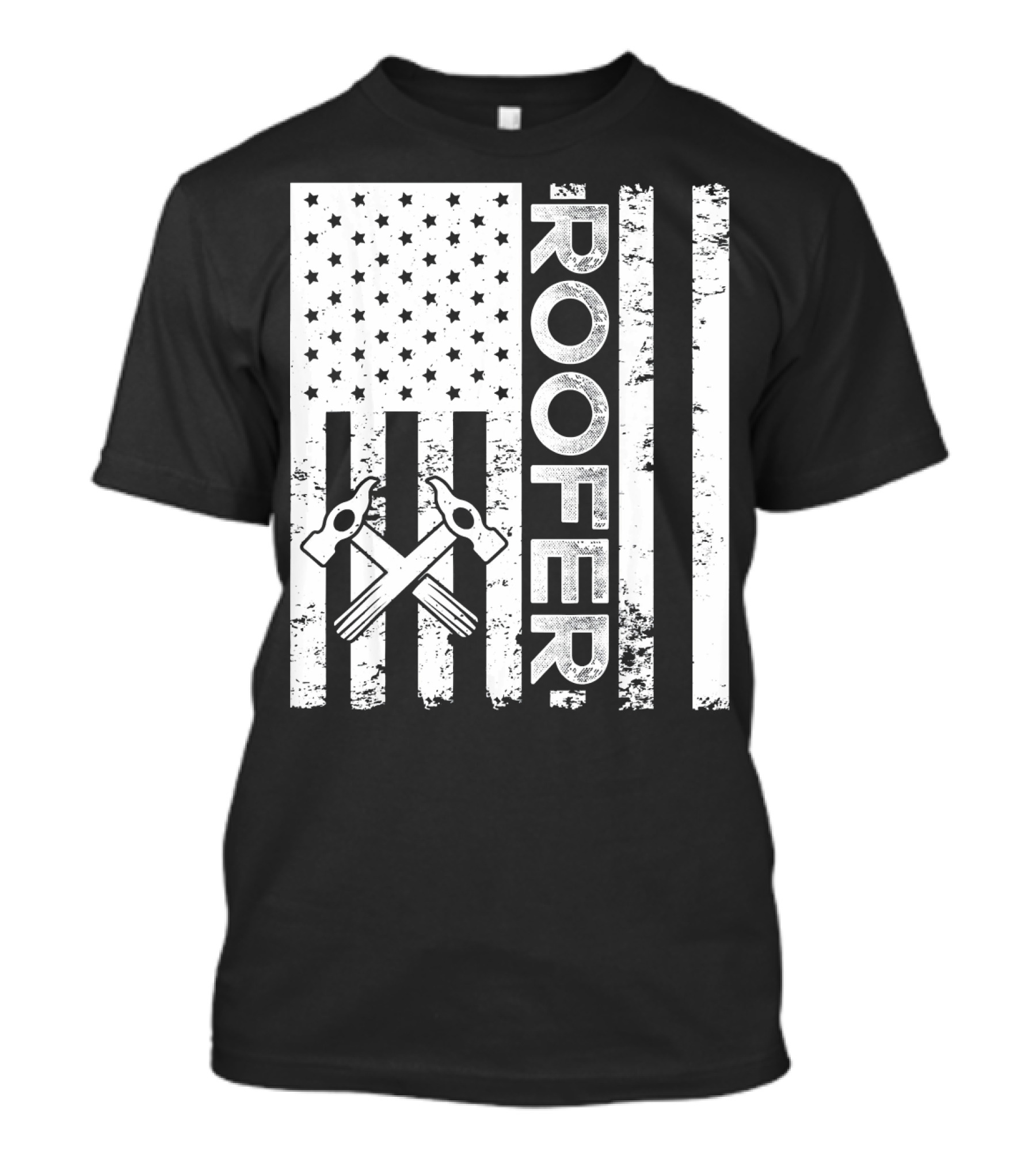 Roofer Hammer American Flag T-Shirt