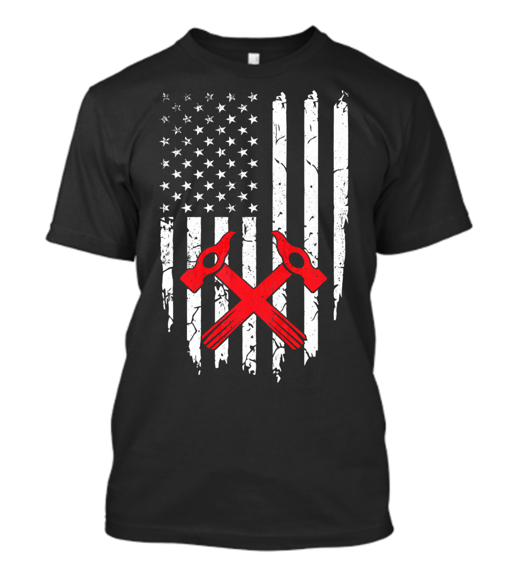Roofer American Flag Hammer Crossed Tools Patriotic T-Shirt