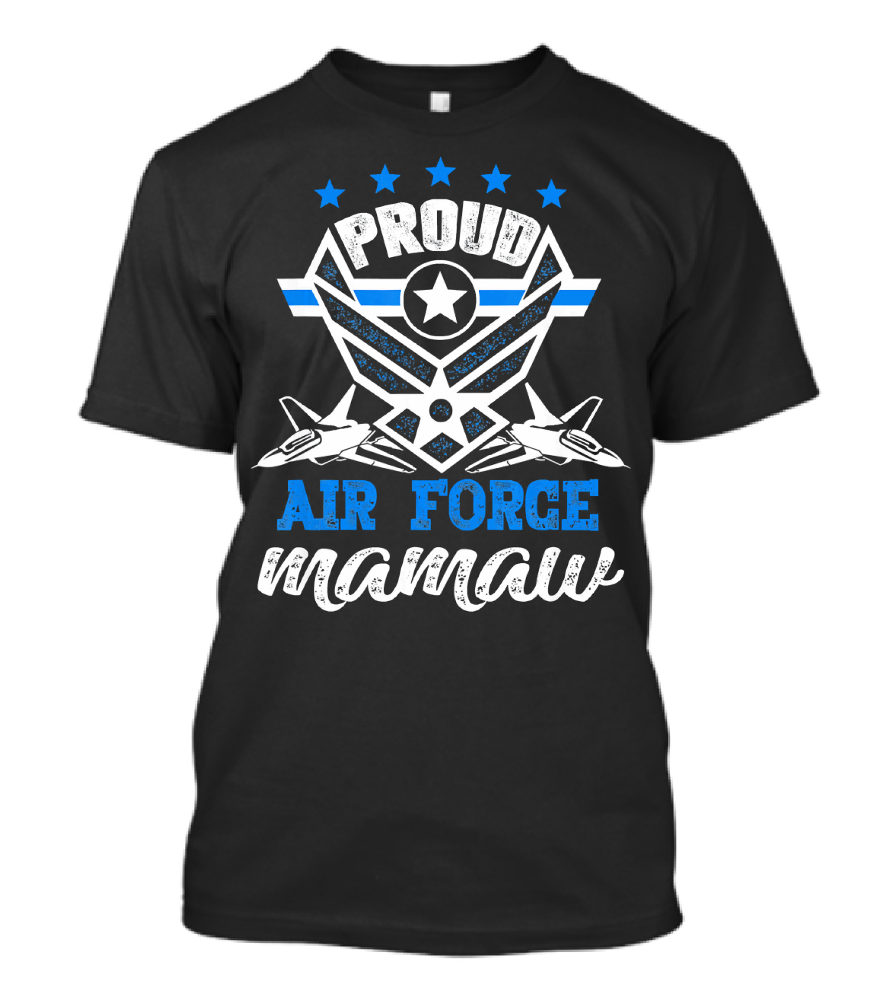 Proud Air Force Mamaw Veteran Fighter Jet Emblem With Stars T-Shirt
