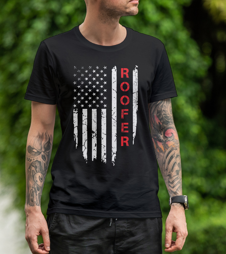 Roofer American Flag 4th Of July Patriot T-Shirt