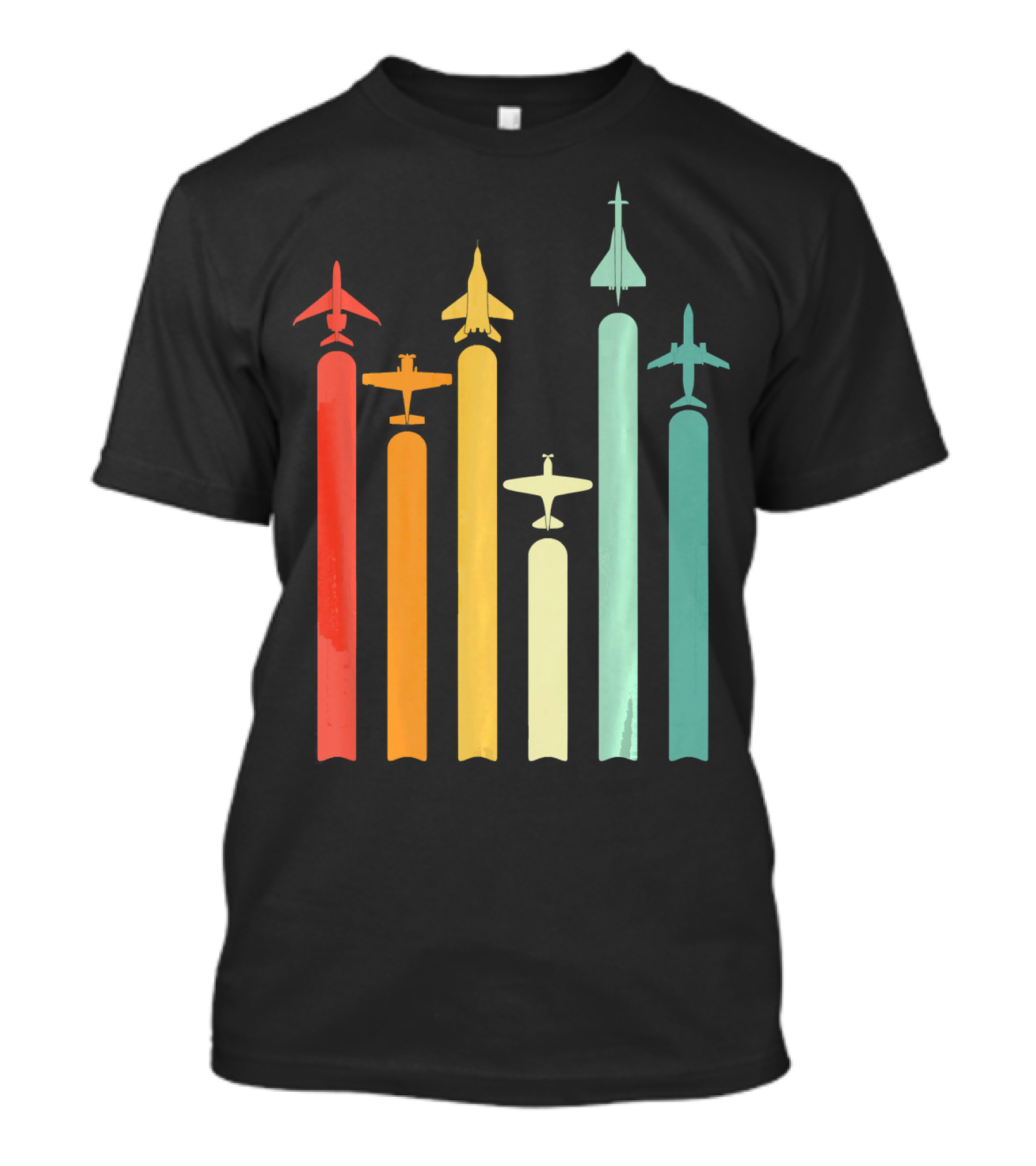 Retro Airplane Pilot Colorful Aviation T-Shirt