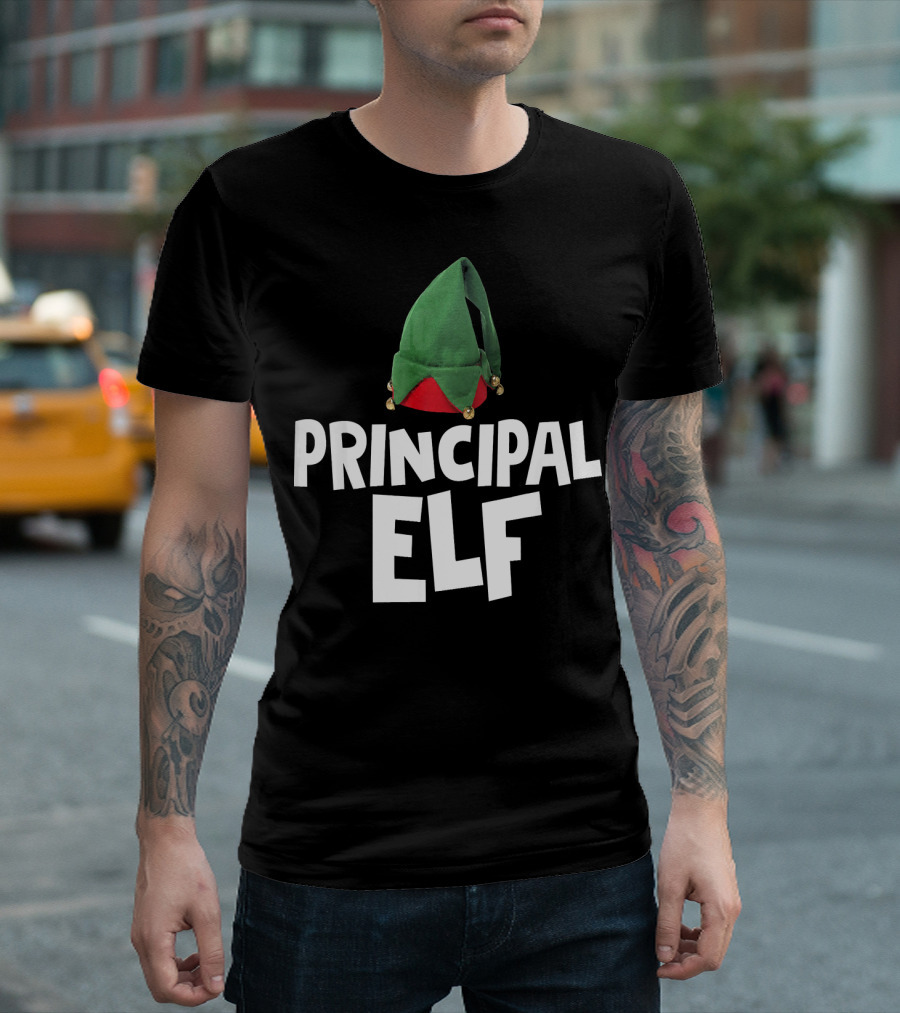 Principal Elf Christmas Santa Match Holiday Hat T-Shirt