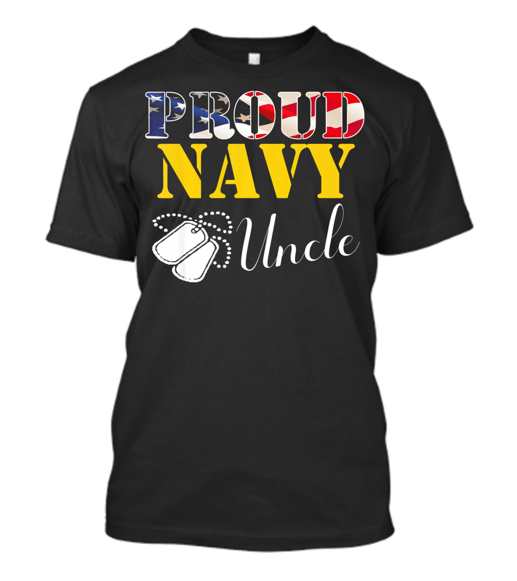 Proud Navy Uncle American Flag Dog Tags T-Shirt