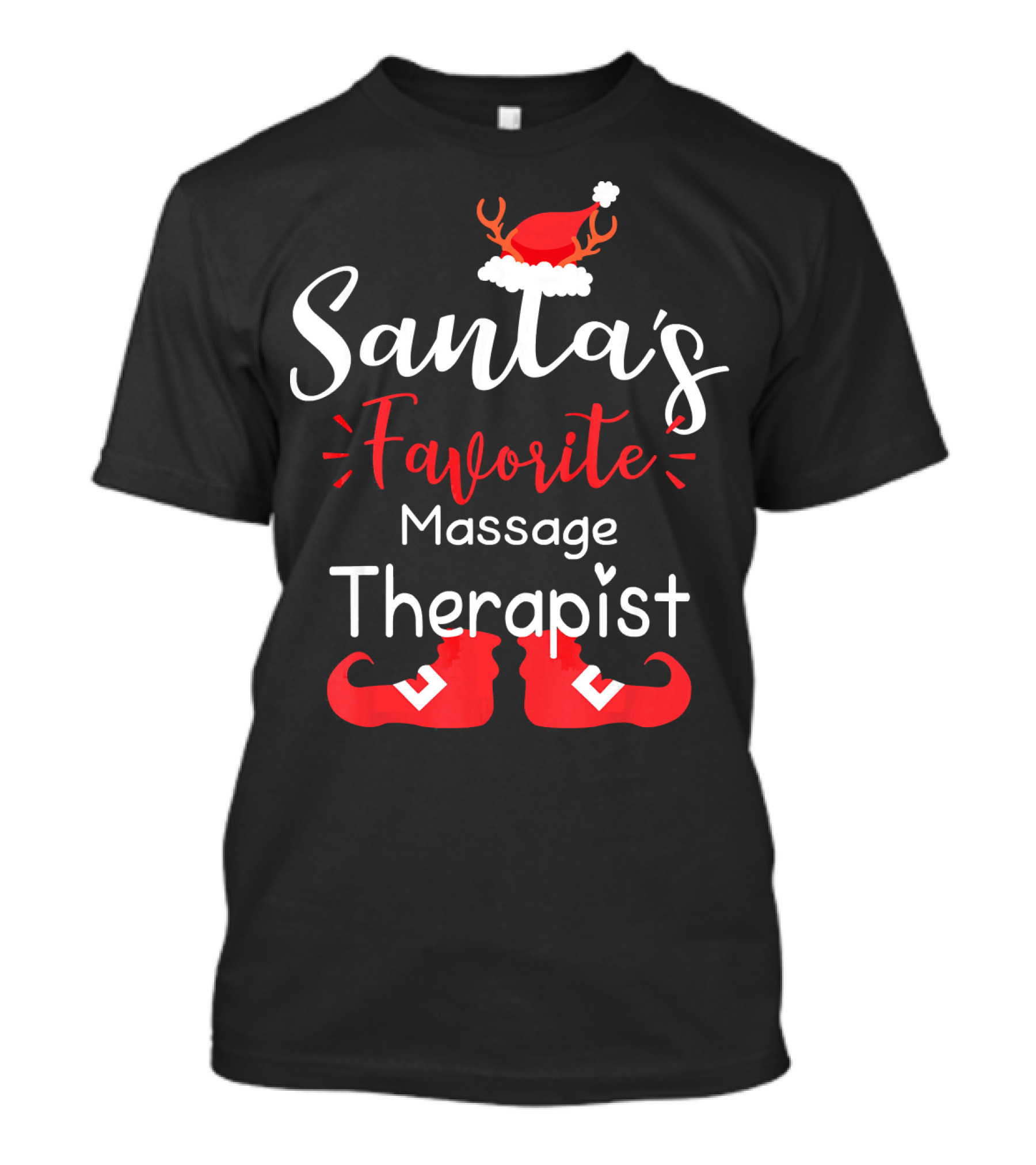 Santa's Favorite Massage Therapist Christmas Elf Shoes T-Shirt
