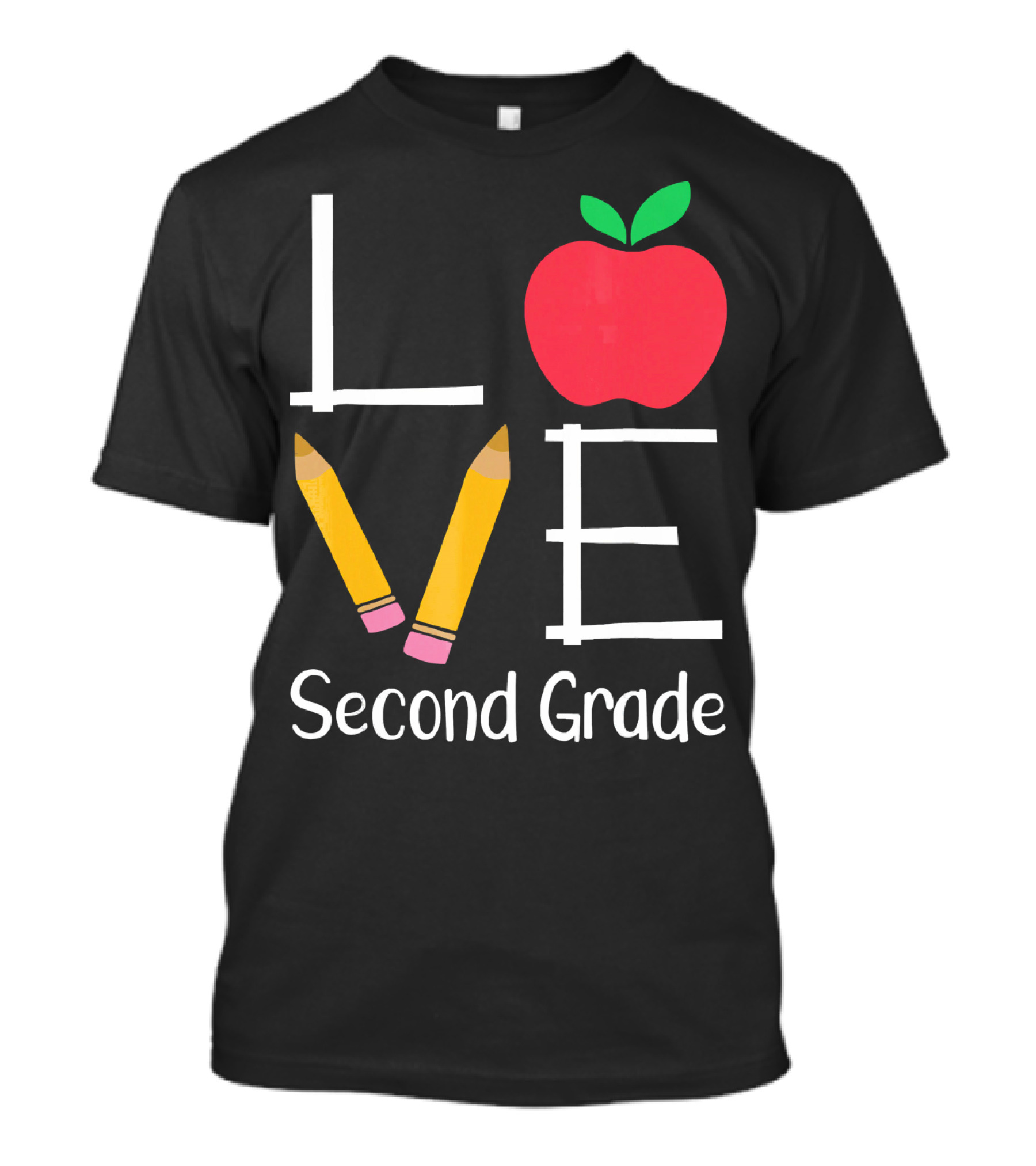 LOVE Second Grade Teacher Pencils Apple T-Shirt