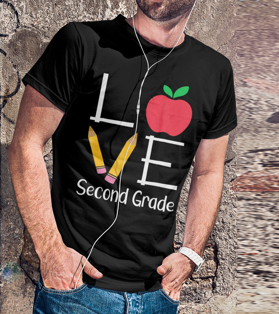 LOVE Second Grade Teacher Pencils Apple T-Shirt