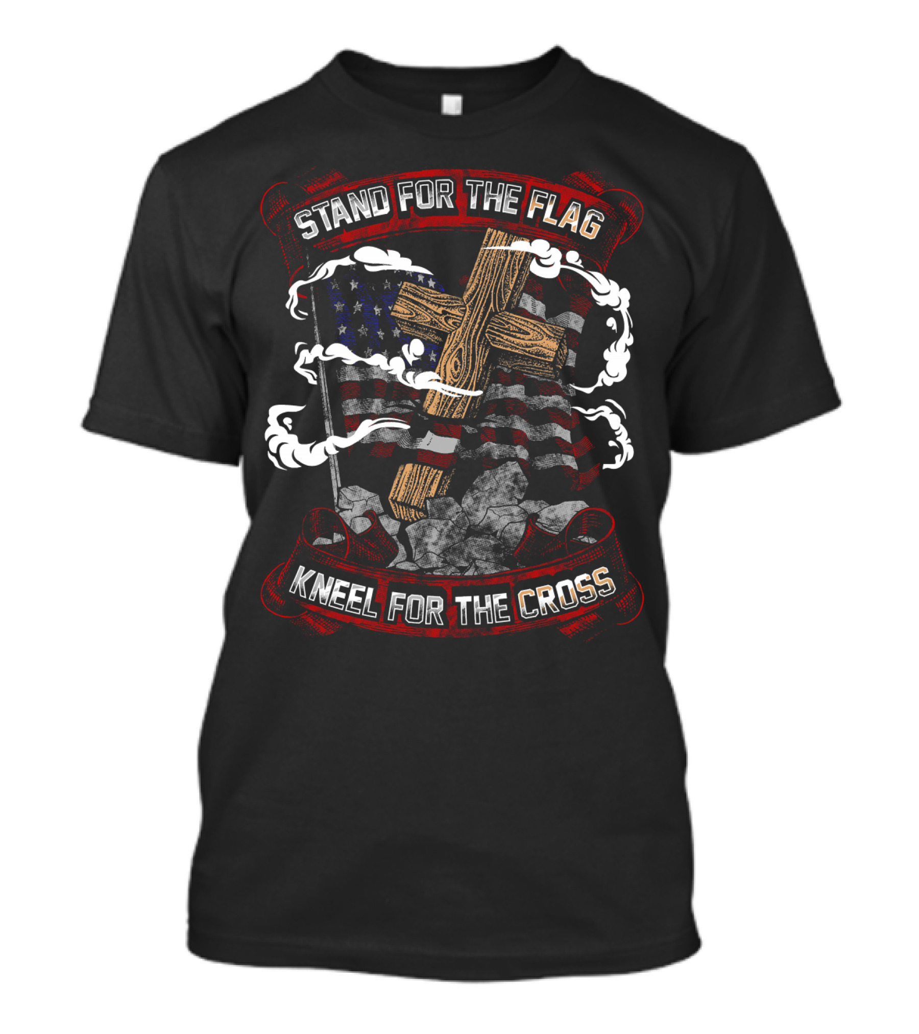 Stand For The Flag Kneel For The Cross American Flag And Cross T-Shirt