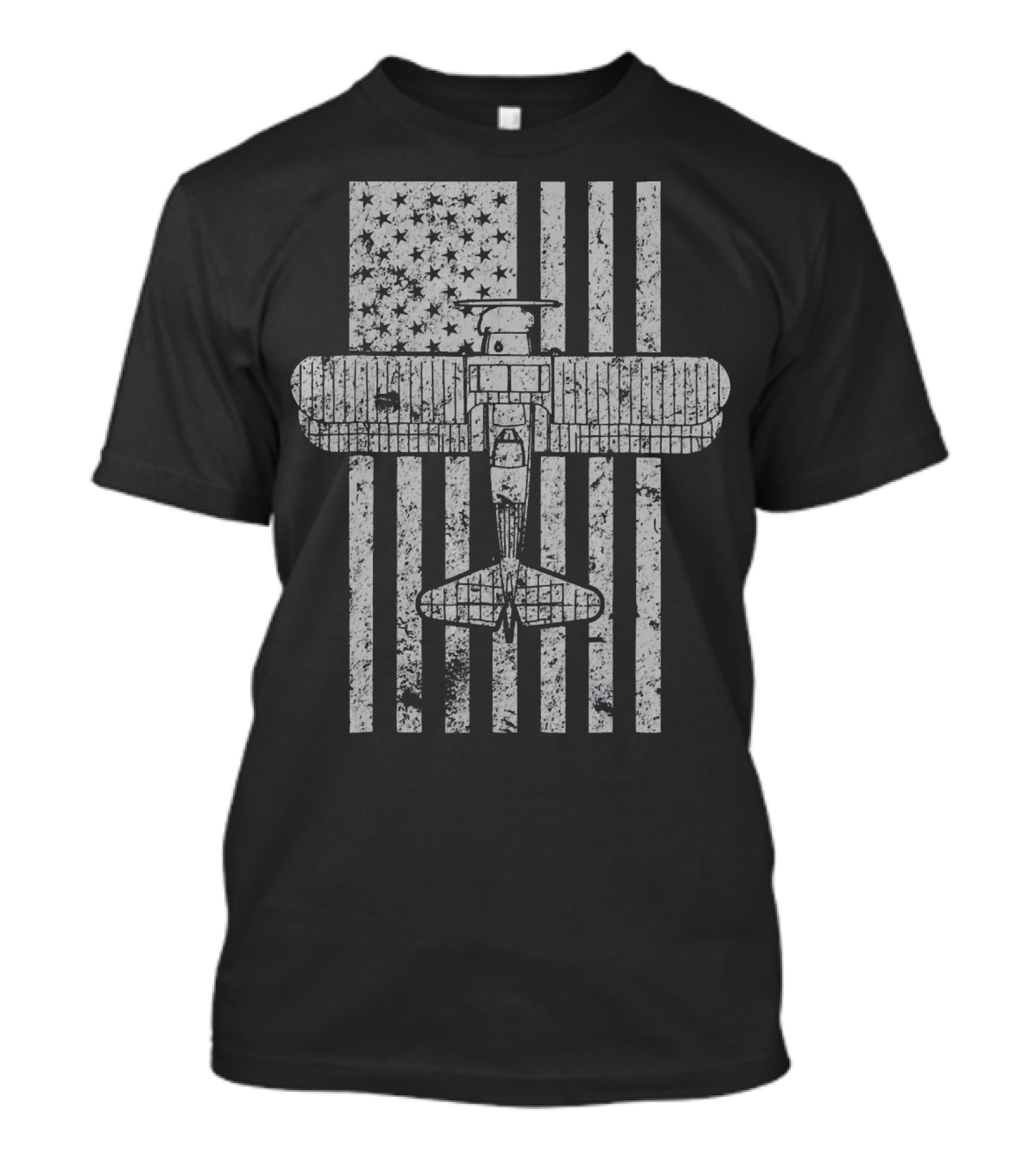 Stearman Biplane American Flag Classic Airplane T-Shirt