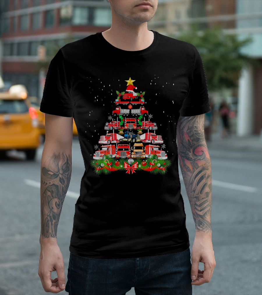 Vintage Truck Christmas Tree Holiday Trucker Decor T-Shirt