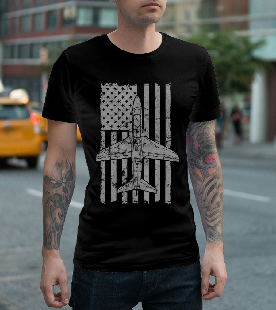 American Flag T 45 Goshawk Naval Training Airplane Vin T-Shirt