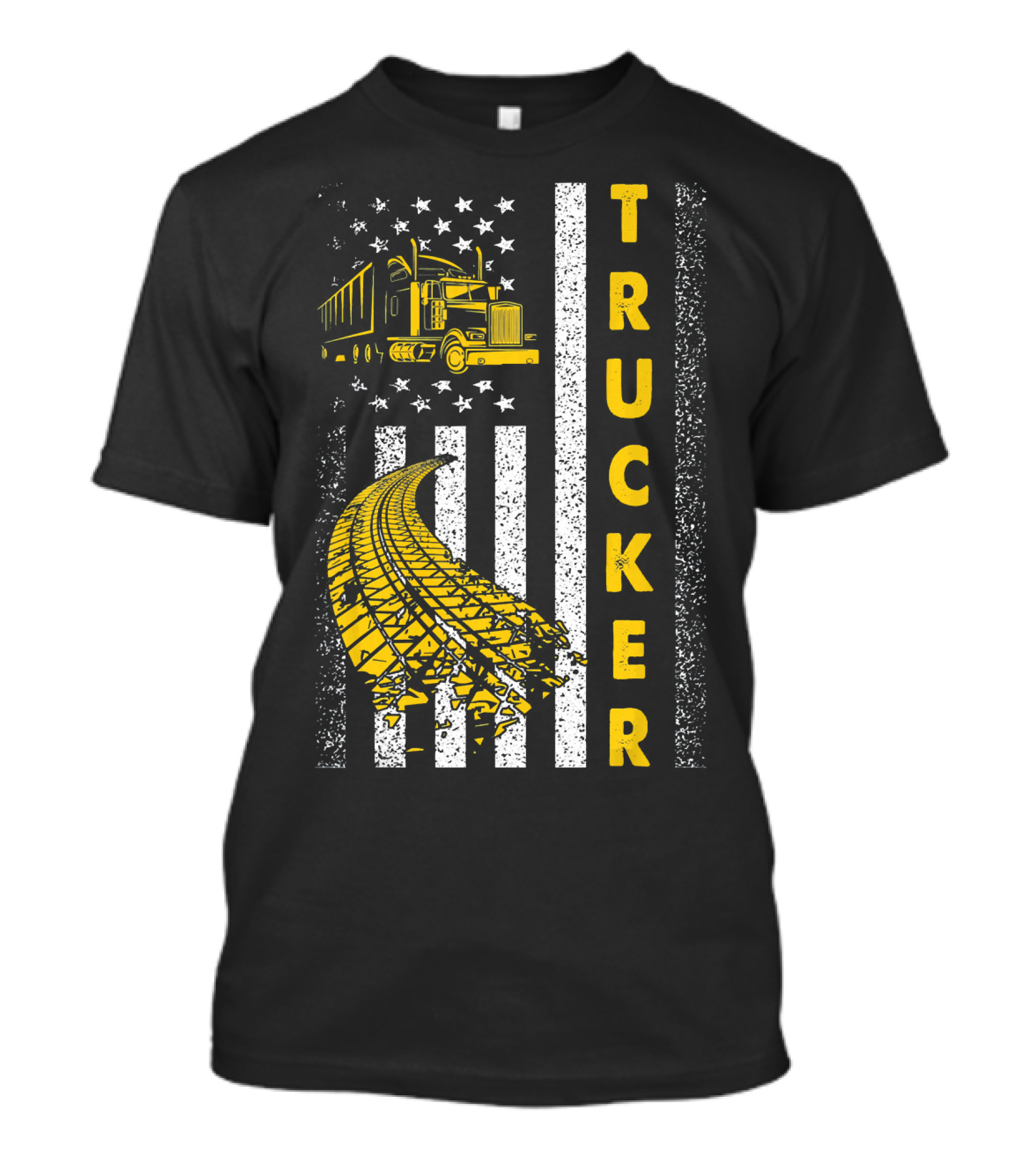 USA Independence Day July 4th American Trucker Flag Stars Stripes Semi Truck T-Shirt