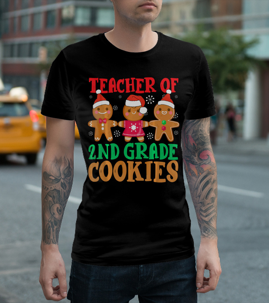 Teacher Of 2nd Grade Cookies Gingerbread Christmas Fun T-Shirt
