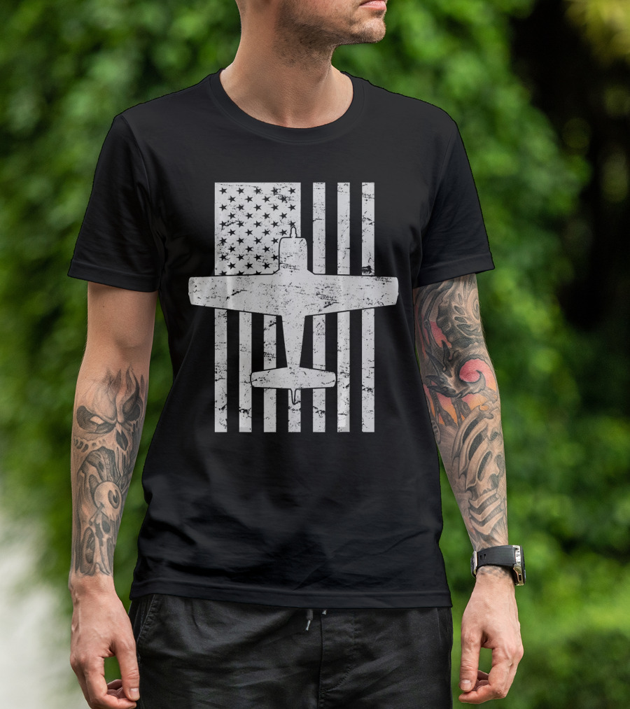 T 28 Trojan Airplane American Flag Patriotic T-Shirt