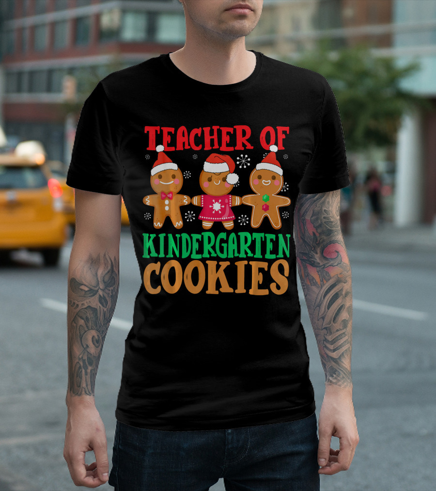Teacher Of Kindergarten Gingerbread Cookie Friends T-Shirt