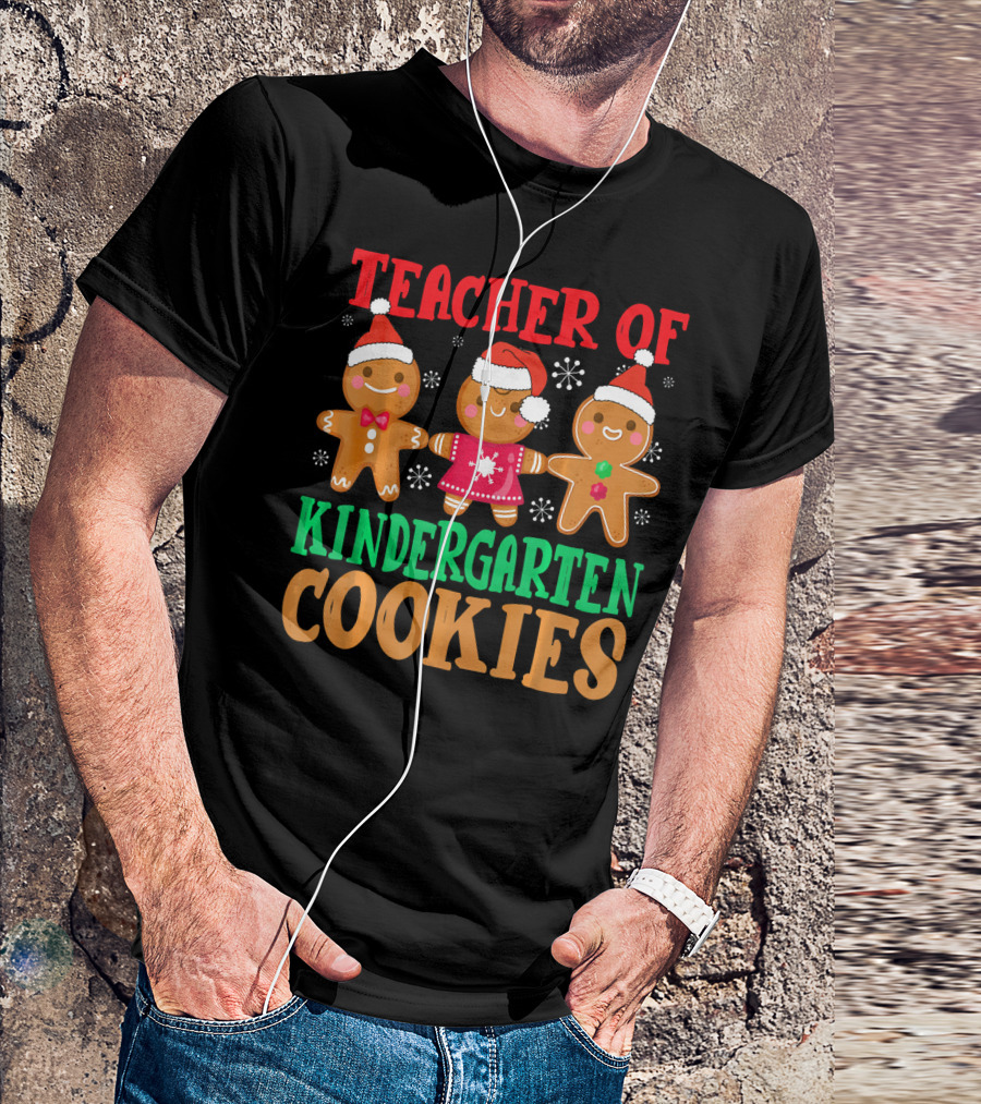 Teacher Of Kindergarten Gingerbread Cookie Friends T-Shirt
