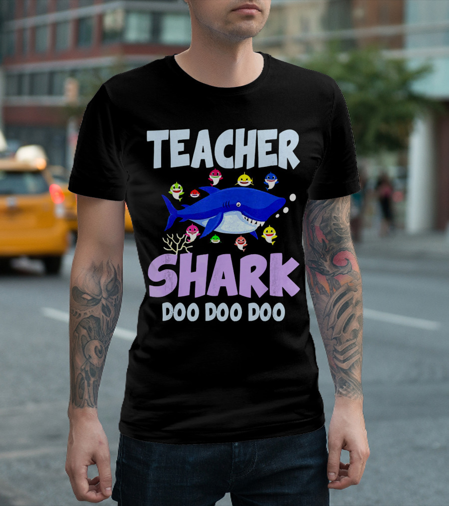 Teacher Shark Doo Doo Doo Baby Colorful Sharks T-Shirt