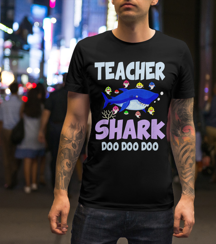 Teacher Shark Doo Doo Doo Baby Colorful Sharks T-Shirt