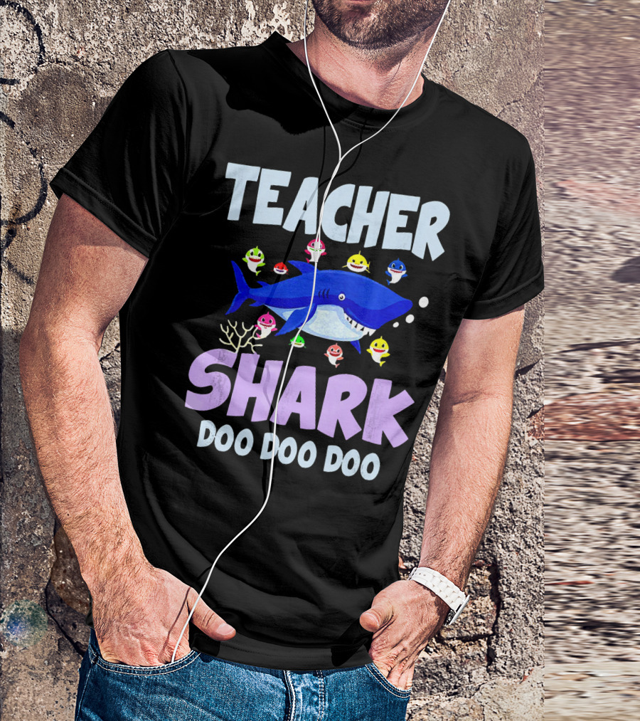 Teacher Shark Doo Doo Doo Baby Colorful Sharks T-Shirt
