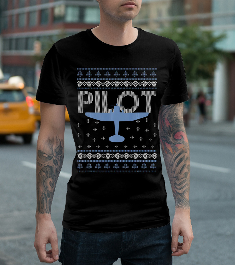 Ugly Christmas Pilot Plane T-Shirt