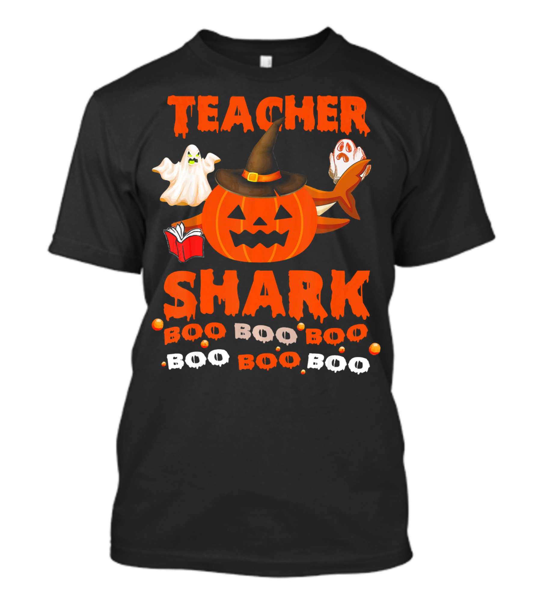 Teacher Shark Halloween Boo Boo Boo Ghost Pumpkin T-Shirt