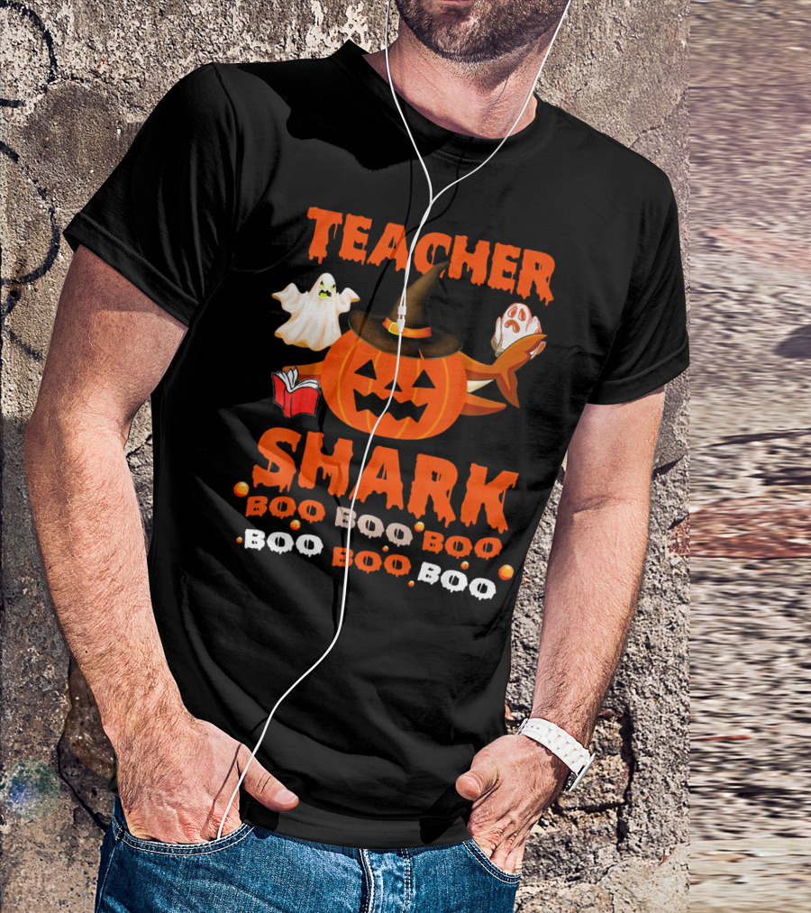 Teacher Shark Halloween Boo Boo Boo Ghost Pumpkin T-Shirt