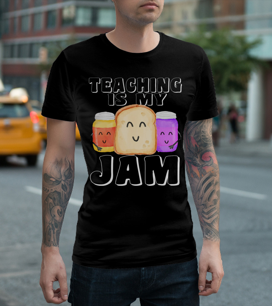 TEACHING IS MY JAM Cute Bread And Jam Characters Hugging T-Shirt