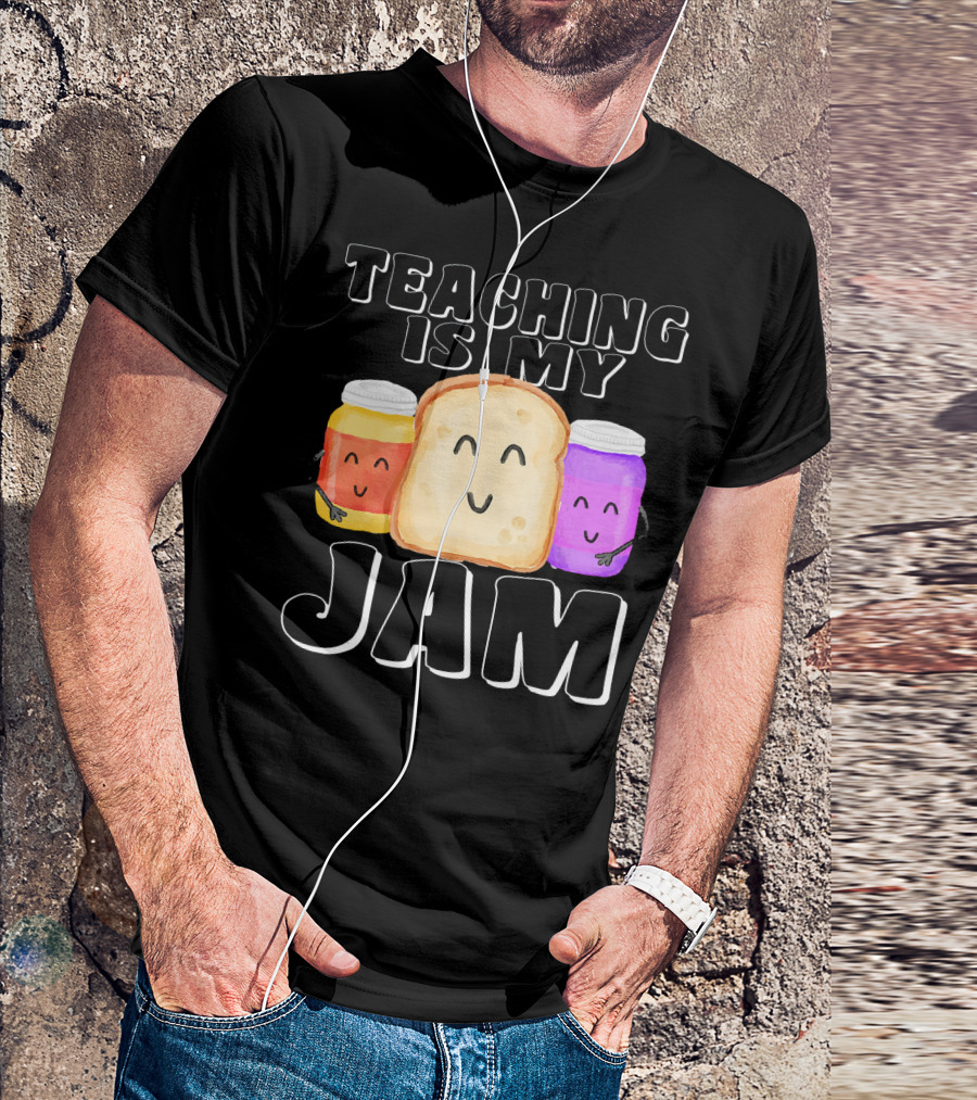 TEACHING IS MY JAM Cute Bread And Jam Characters Hugging T-Shirt