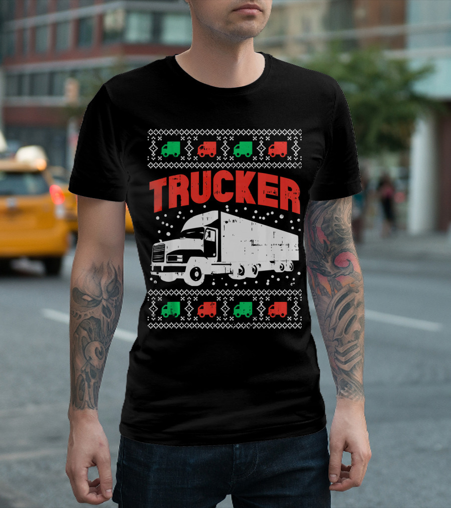 Trucker Xmas Truck Festive Holiday T-Shirt