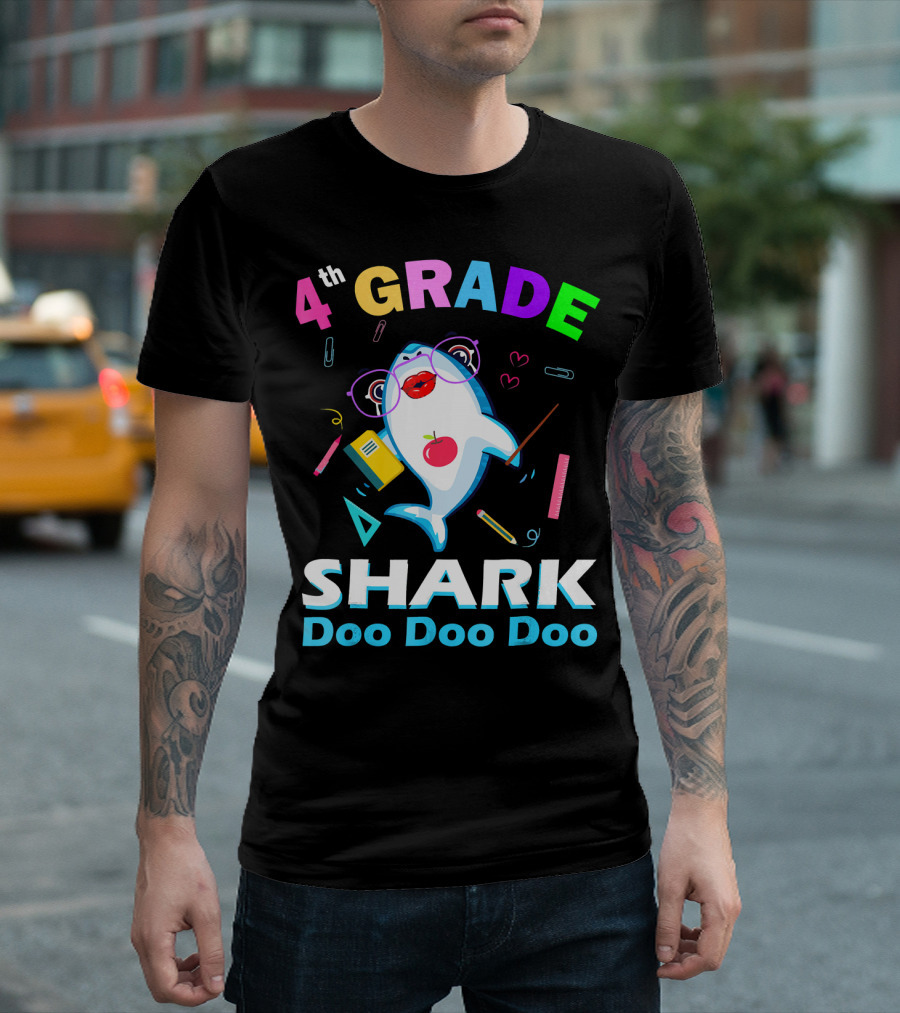 4th Grade Shark Teacher Doo Doo Doo T-Shirt