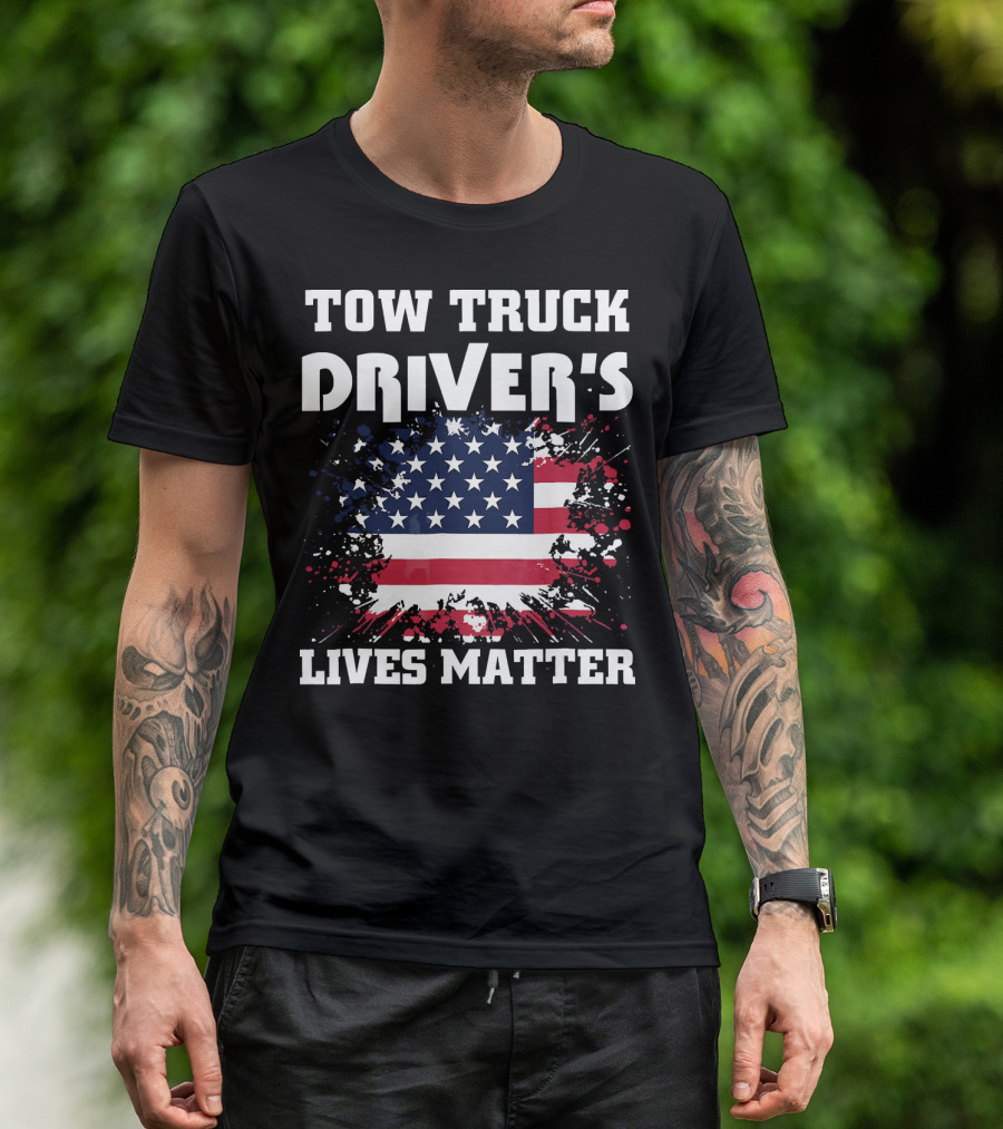 Tow Truck Driver's Lives Matter USA Flag T-Shirt