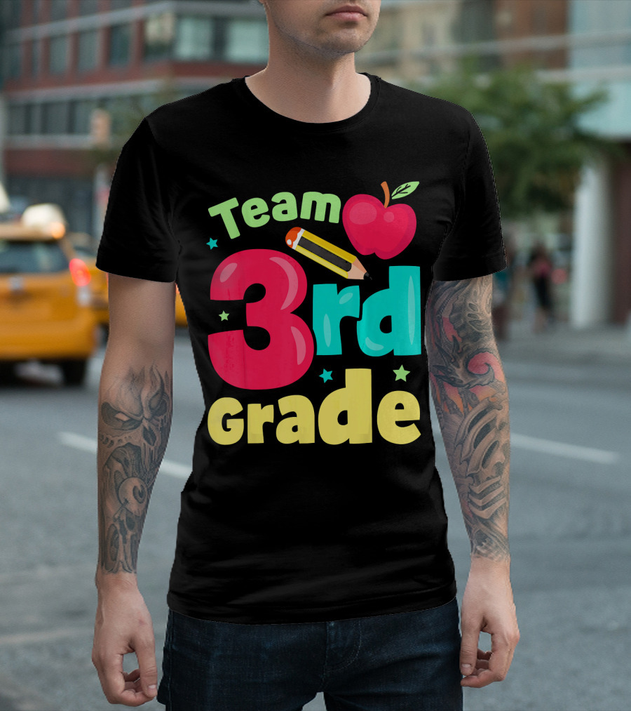 Team 3rd Grade Apple Pencil Back to School T-Shirt