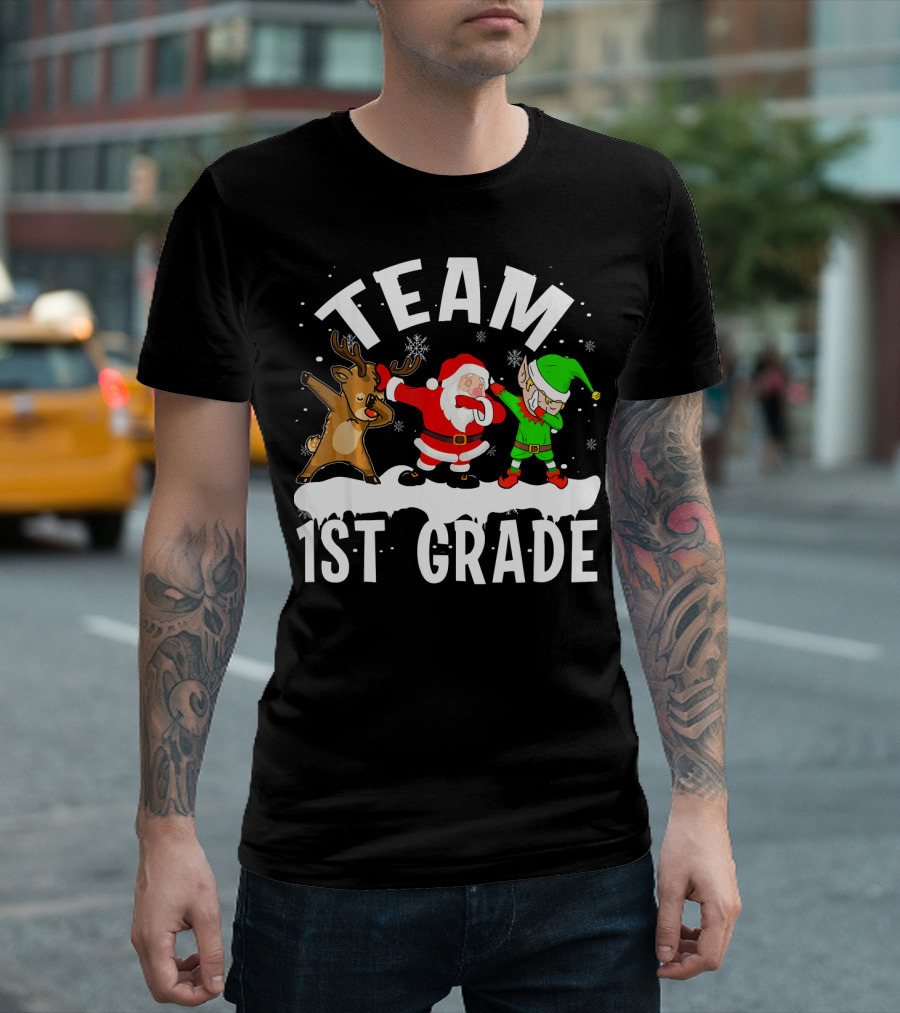 Team 1st Grade Santa Rudolph Elf Elementary Teacher T-Shirt