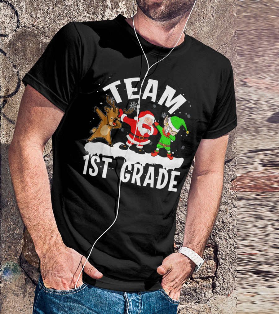 Team 1st Grade Santa Rudolph Elf Elementary Teacher T-Shirt