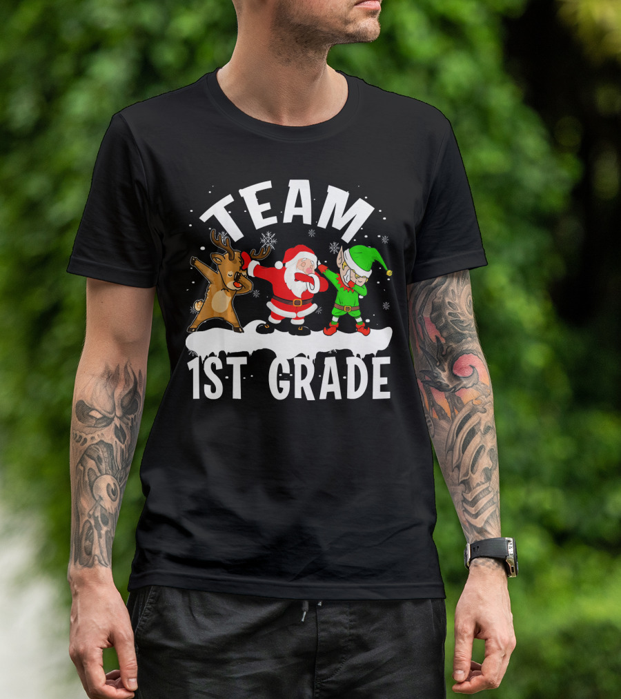 Team 1st Grade Santa Rudolph Elf Elementary Teacher T-Shirt