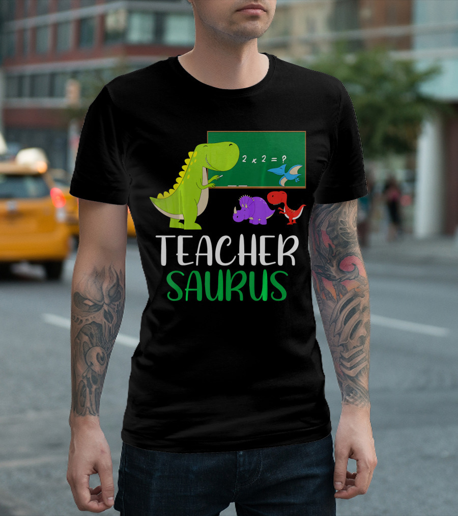 Teachersaurus Cute Classroom Dinosaur Math Lesson T-Shirt
