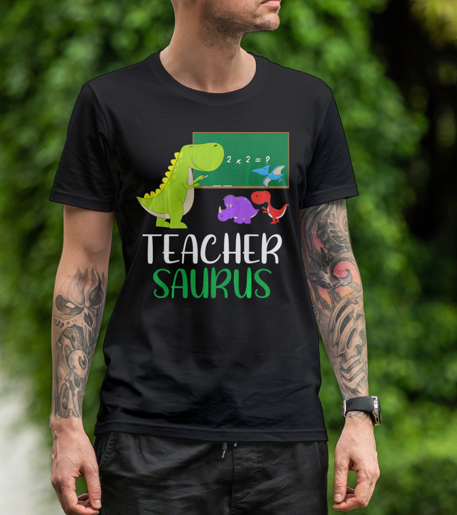 Teachersaurus Cute Classroom Dinosaur Math Lesson T-Shirt