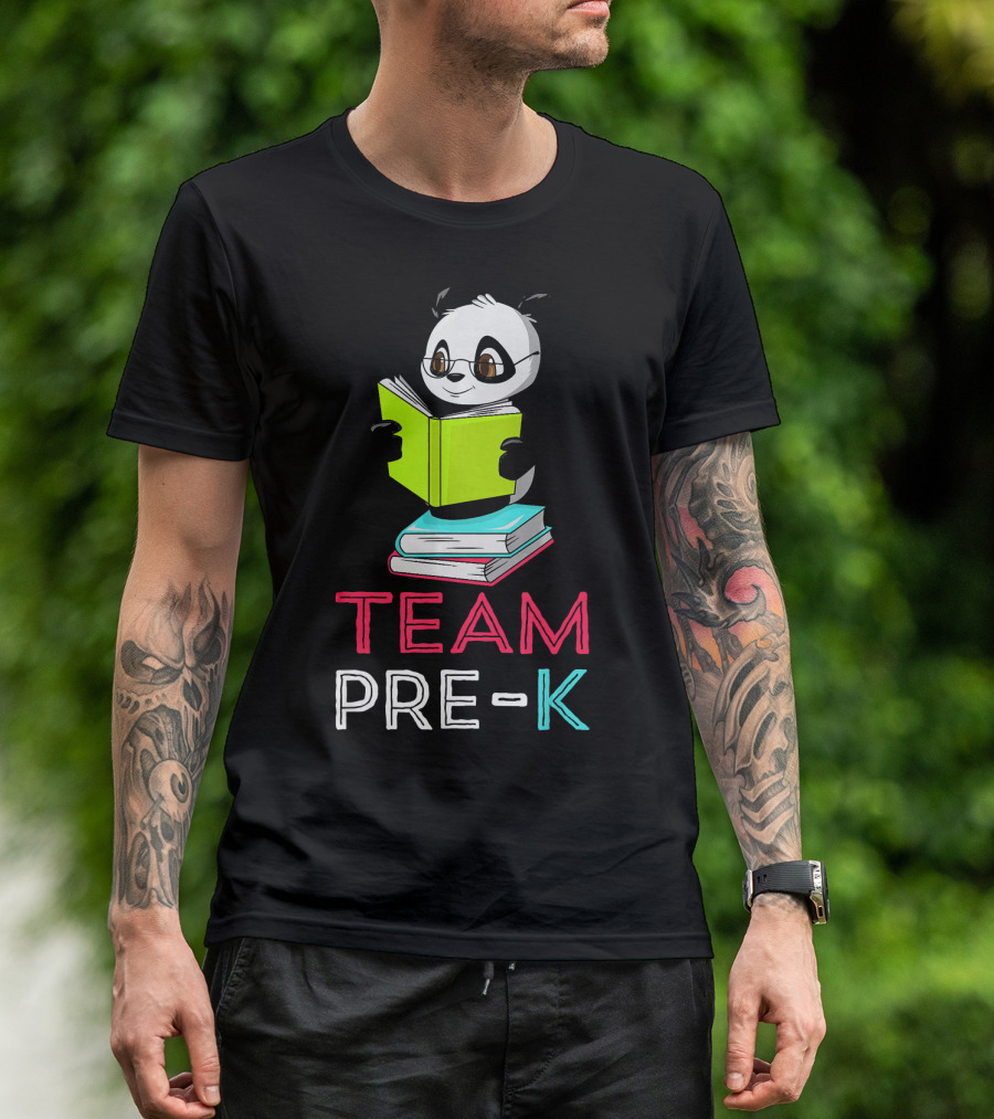Team Pre K Teacher Panda Reading First Day Presc T-Shirt