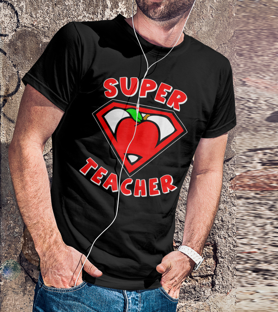 Super Teacher Superhero Apple Crest Icon T-Shirt