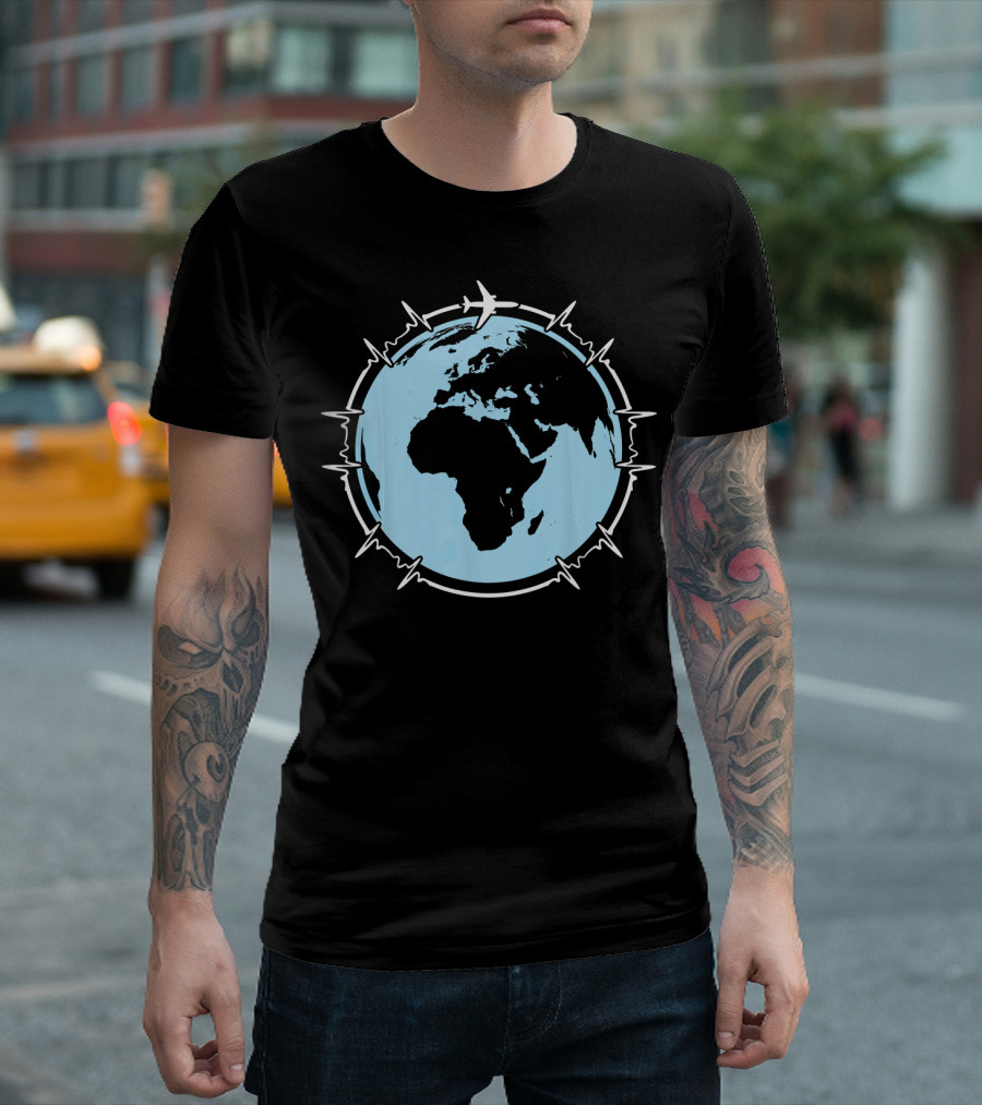 This Is How My Heart Beats Pilot Aviation Earth Airplane Globe T-Shirt