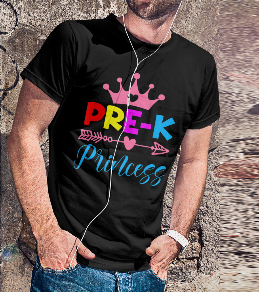 Pre K Princess Rainbow Letters Crown And Heart Arrow T-Shirt