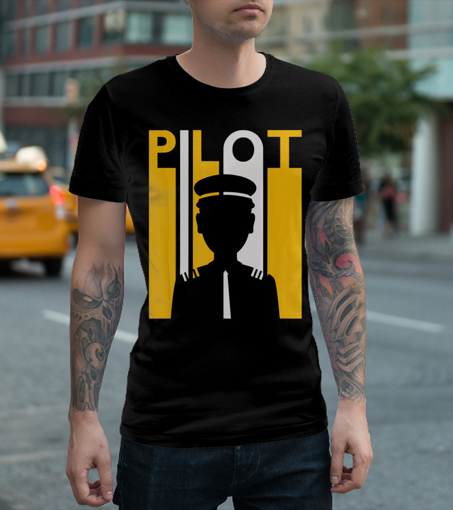 Pilot Silhouette Simple Halloween Costume Iconic Uniform T-Shirt
