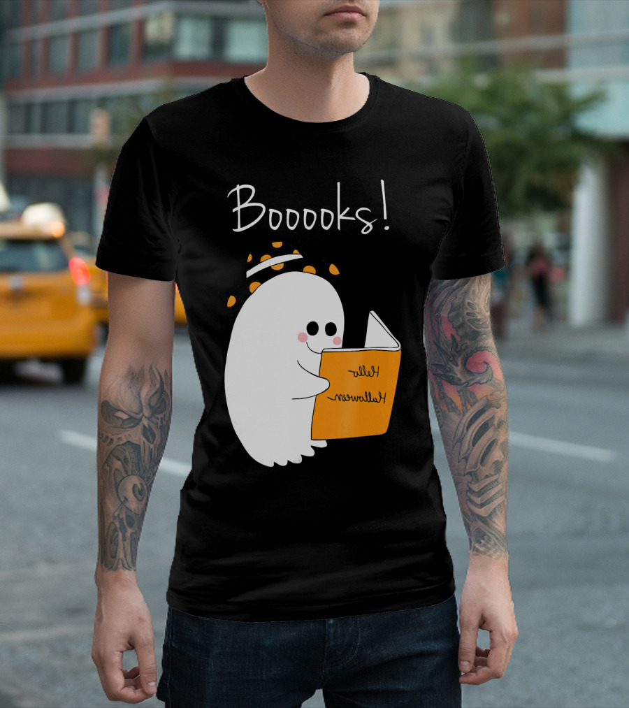 Booooks Ghost Funny Teacher Librarian Halloween Costume T-Shirt
