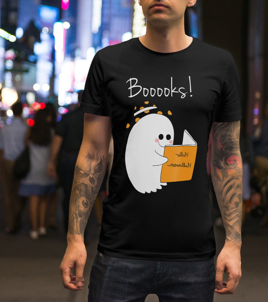 Booooks Ghost Funny Teacher Librarian Halloween Costume T-Shirt